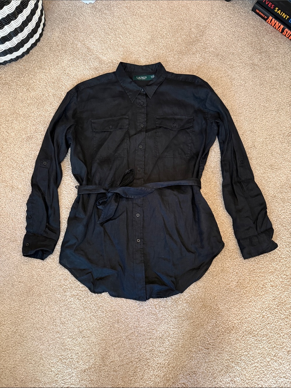 Lauren Ralph Lauren Linen Button Down Black